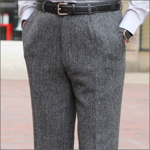 WOOL HERRINGBONE SLACKS - スラックス