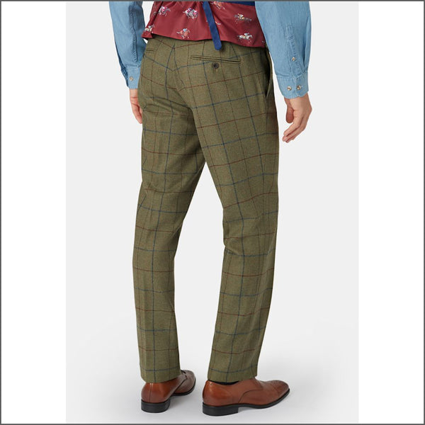 Brook Taverner Haincliffe Green Overcheck Tweed Suit Trouser*