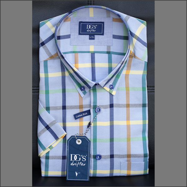 Dg's Blue with Yellow & Navy Check SS Shirt=