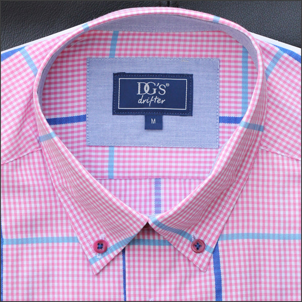 Dg's Pink with Turquoise & Blue Check SS Shirt=