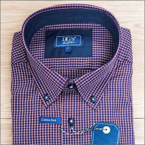 Dg's Wine Check Short Sleeve Shirt=