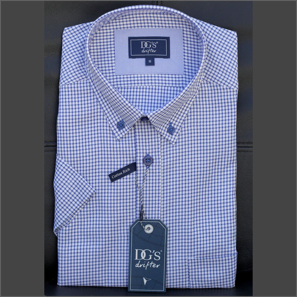 Dg's Mid Blue Check Short sleeve Shirt=