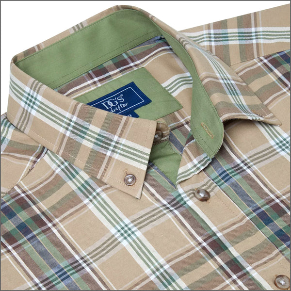 Dg's Taupe & Green Check Short sleeve Shirt=