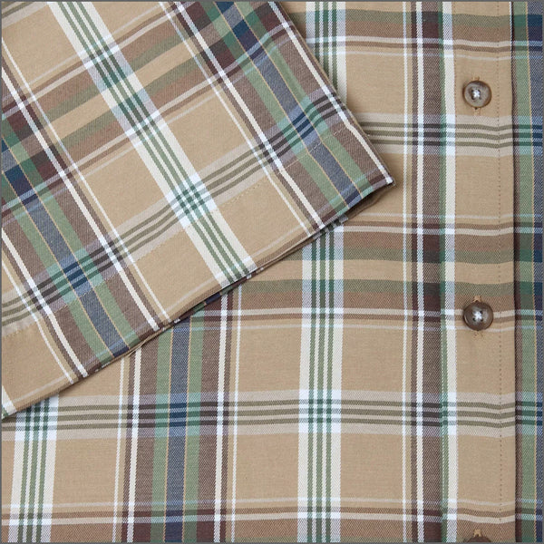Dg's Taupe & Green Check Short sleeve Shirt=