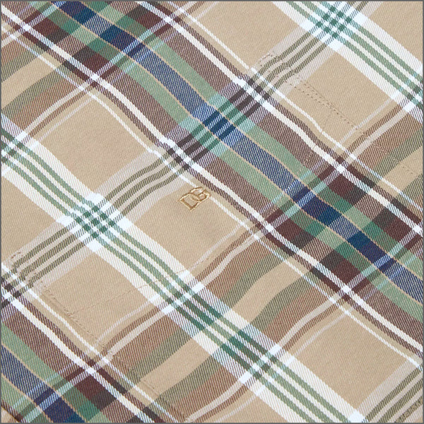 Dg's Taupe & Green Check Short sleeve Shirt=