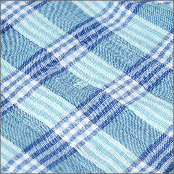 Dg's Turquois & Blue Check Short sleeve Shirt=