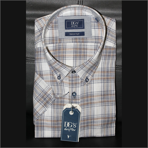 Dg's Navy Tan & White Multi Check SS Shirt*