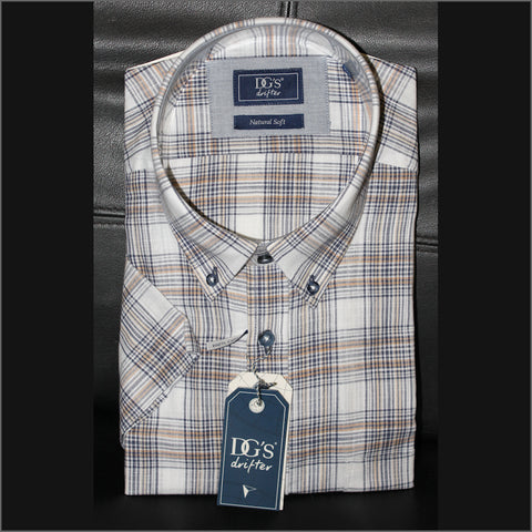 Dg's Navy Tan & White Multi Check SS Shirt*
