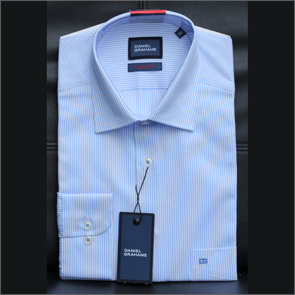 Daniel Graham Gordon LS Blue & White Striped Pattern Shirtª.