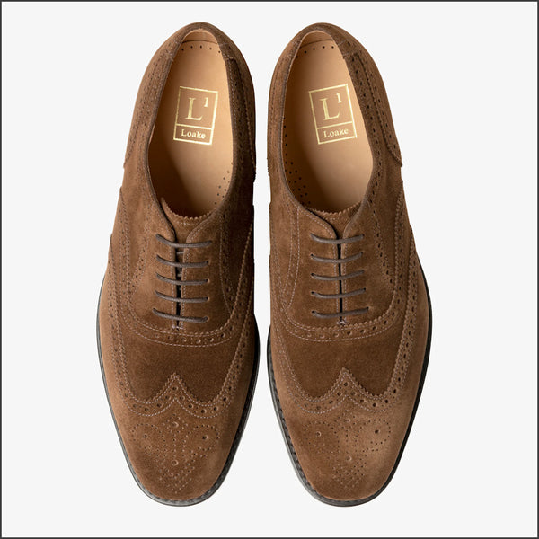 Loake 302 Classic Brown Suede Brogue Oxford=