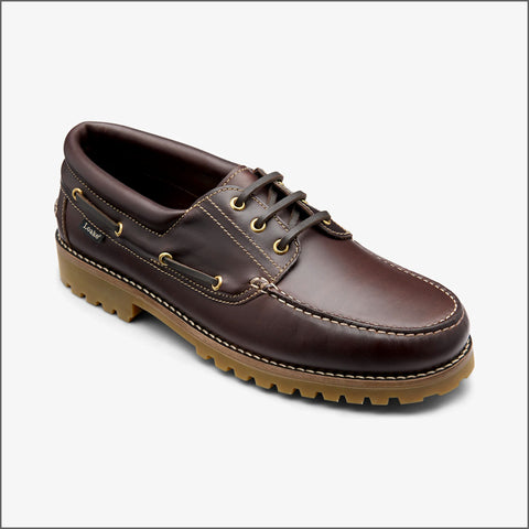 Loake 523 Dark Brown Waxy Leather Boat Shoe~