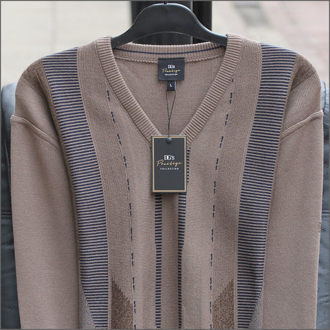Prestige Beige pattern Wool Blend Vee Neckº