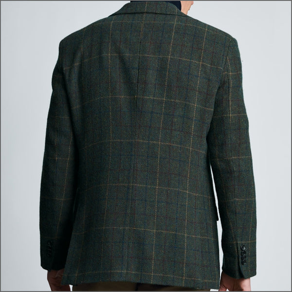 Brook Taverner Tailored Fit Avon Olive Wool Blend Check Jacket*