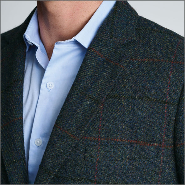 Brook Taverner Tailored Fit Ayr Navy Check Harris Tweed® Jacket*