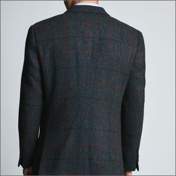 Brook Taverner Tailored Fit Ayr Navy Check Harris Tweed® Jacket*