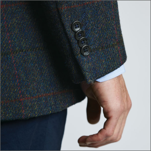 Brook Taverner Tailored Fit Ayr Navy Check Harris Tweed® Jacket*