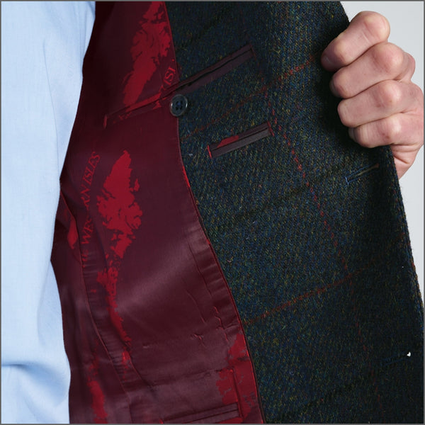 Brook Taverner Tailored Fit Ayr Navy Check Harris Tweed® Jacket*