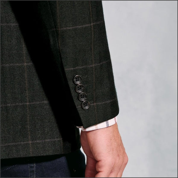 Brook Taverner Bale Olive Check Wool Linen Jacket*