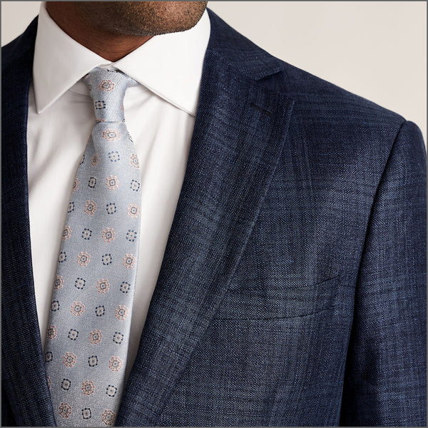 Brook Taverner Bentley Navy Check Italian Linen Blend Jacket*