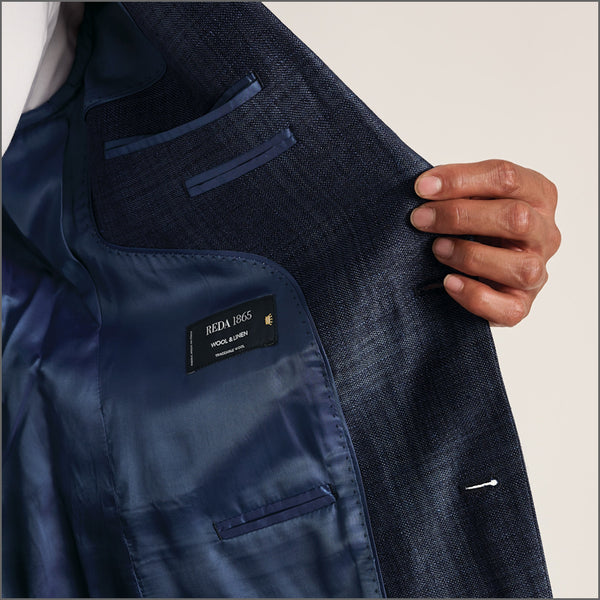 Brook Taverner Bentley Navy Check Italian Linen Blend Jacket*