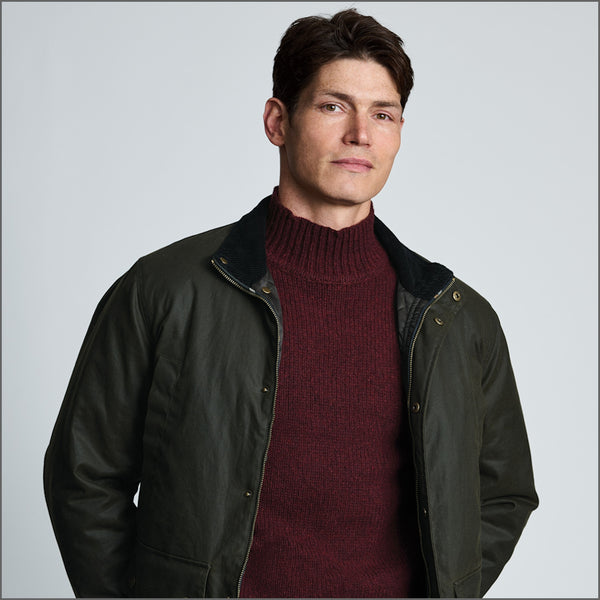 Brook Taverner Berkley Dark Olive Padded Waxed Cotton Jacket*