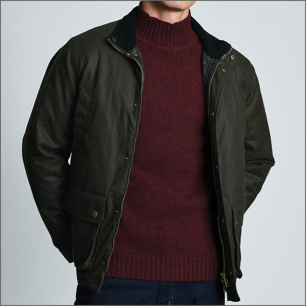 Brook Taverner Berkley Dark Olive Padded Waxed Cotton Jacket*
