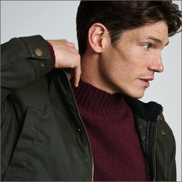 Brook Taverner Berkley Dark Olive Padded Waxed Cotton Jacket*
