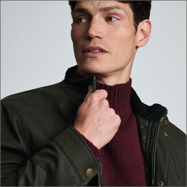 Brook Taverner Berkley Dark Olive Padded Waxed Cotton Jacket*