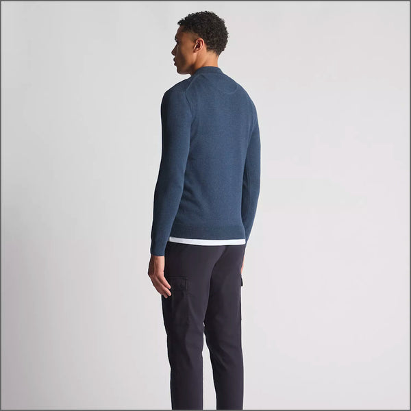 Remus Uomo Blue Long Sleeve Half Zip Sweater~