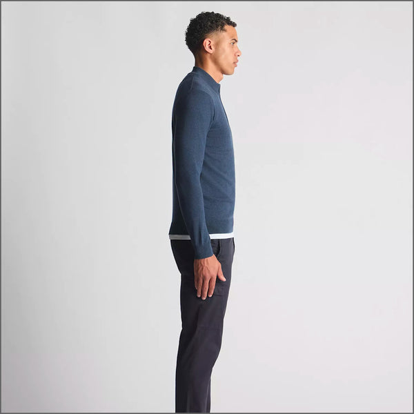 Remus Uomo Blue Long Sleeve Half Zip Sweater~