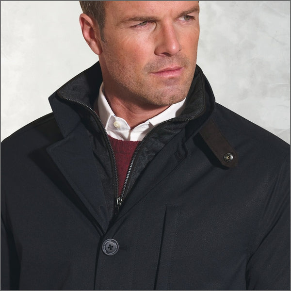 Brook Taverner Bradshaw Navy Shortie Raincoat^^