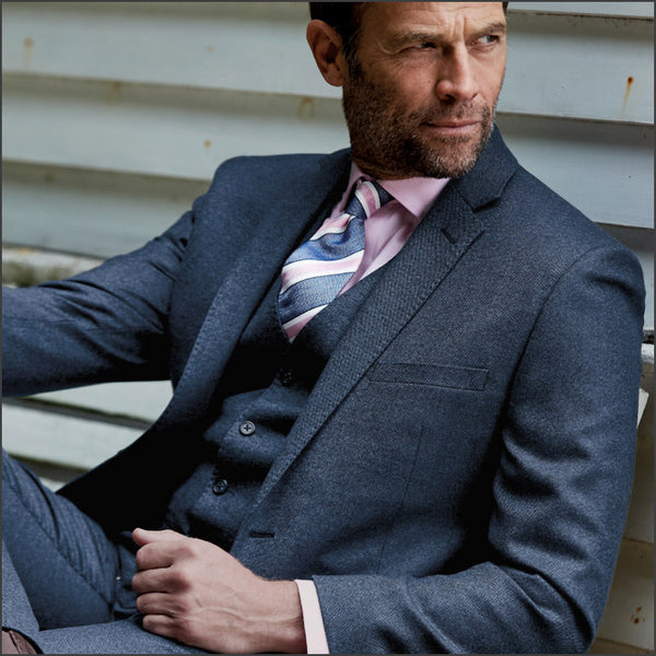 Brook Taverner Clifford Navy Donegal Wool Suit - Waistcoat Optional*