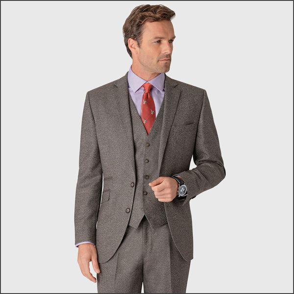 Brook Taverner Clifford Grey Donegal Wool Suit - Waistcoat Optional*