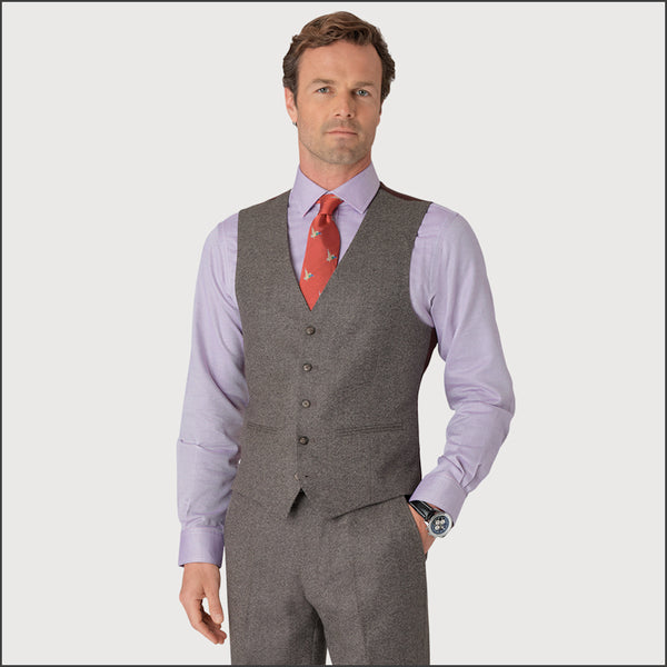 Brook Taverner Clifford Grey Donegal Wool Suit Waistcoat*