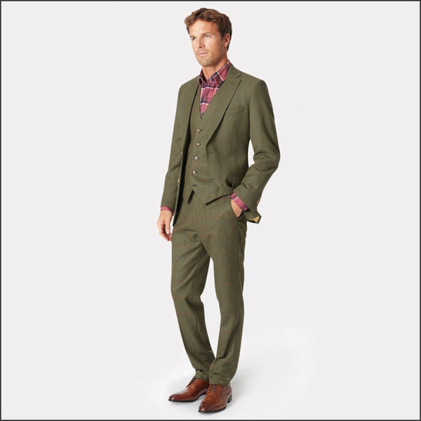 Brook Taverner Dalton Olive Check Wool 2Piece Suit*