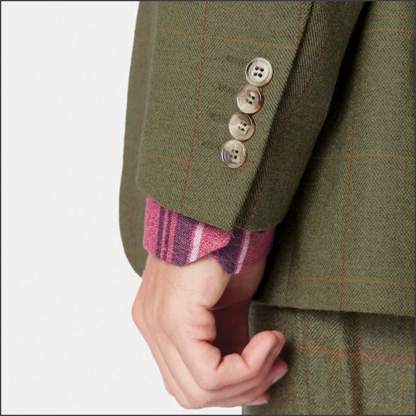 Brook Taverner Dalton Olive Check Wool 2Piece Suit*
