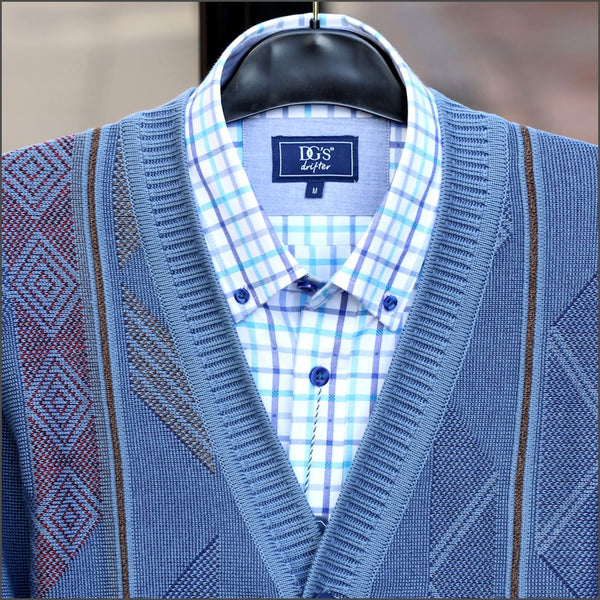 Dg's Light Blue Pattern Wool Blend Cardigan@