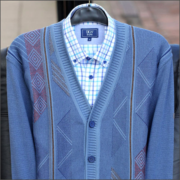 Dg's Light Blue Pattern Wool Blend Cardigan@