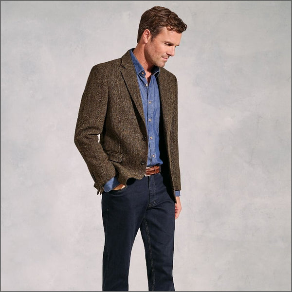 Brook Taverner Dumfries Brown Herringbone Harris Tweed Jacket*