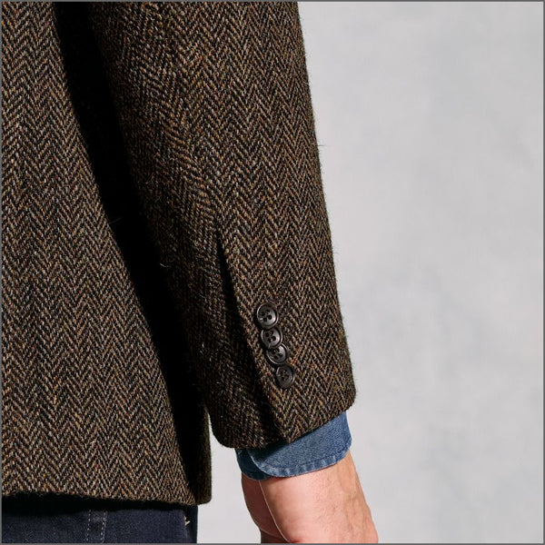 Brook Taverner Dumfries Brown Herringbone Harris Tweed Jacket*