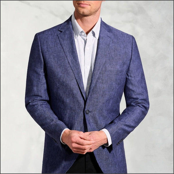 Brook Taverner Tailored Fit Eastwood Blue Pure Linen Jacket*