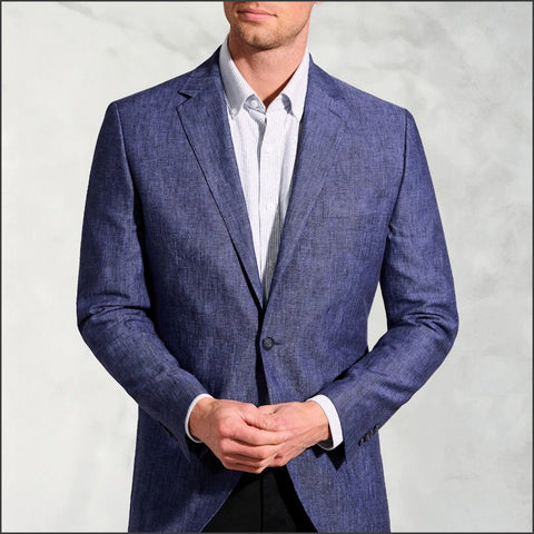 Brook Taverner Tailored Fit Eastwood Blue Pure Linen Jacket*