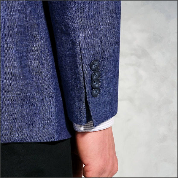 Brook Taverner Tailored Fit Eastwood Blue Pure Linen Jacket*