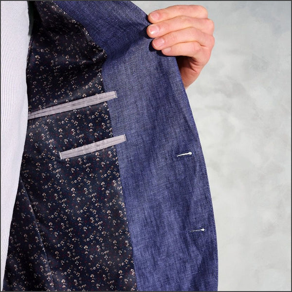 Brook Taverner Tailored Fit Eastwood Blue Pure Linen Jacket*