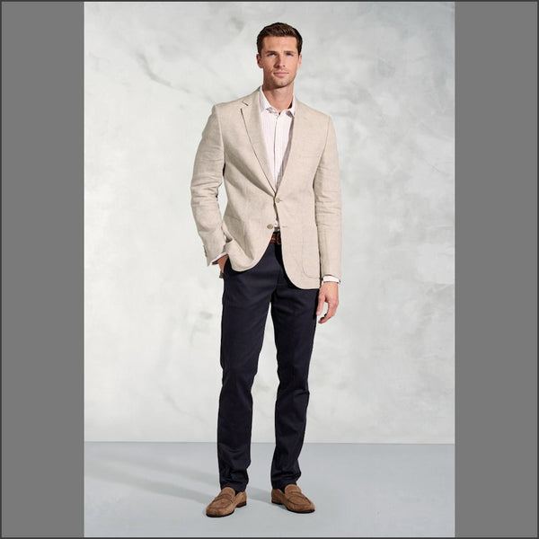 Brook Taverner Tailored Fit Eastwood Sand Pure Linen Jacket*