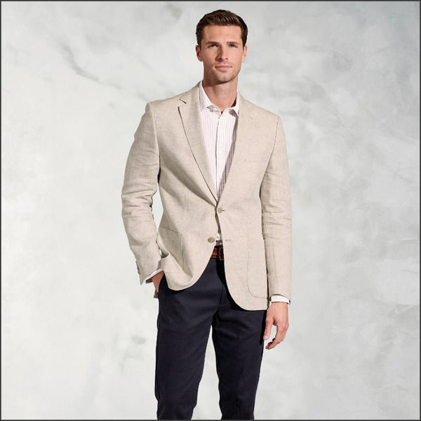 Brook Taverner Tailored Fit Eastwood Sand Pure Linen Jacket*