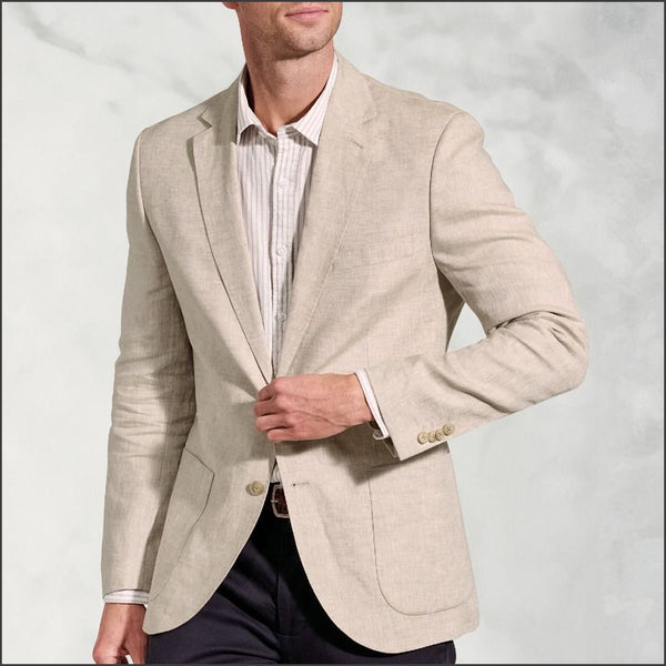 Brook Taverner Tailored Fit Eastwood Sand Pure Linen Jacket*