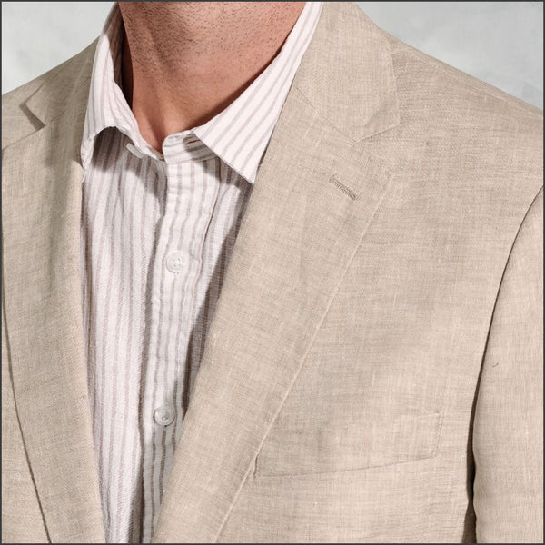 Brook Taverner Tailored Fit Eastwood Sand Pure Linen Jacket*