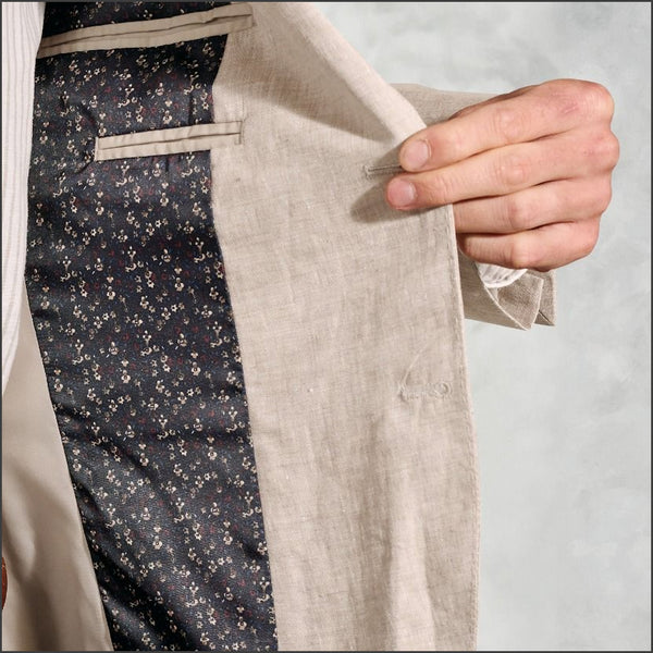 Brook Taverner Tailored Fit Eastwood Sand Pure Linen Jacket*