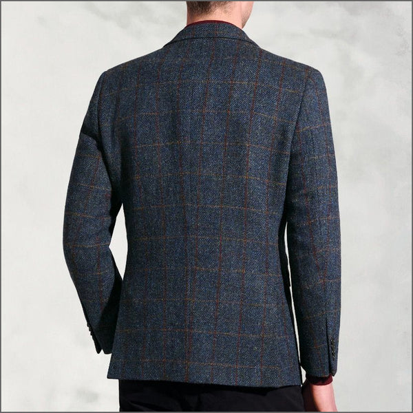 Brook Taverner Falkirk Navy Check Harris Tweed Jacket*